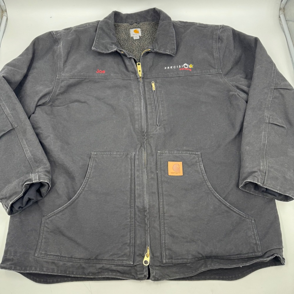 Carhartt Sherpa Lined Full‎ Zip Work Jacket Mens XL C61 BLK Workwear Durable